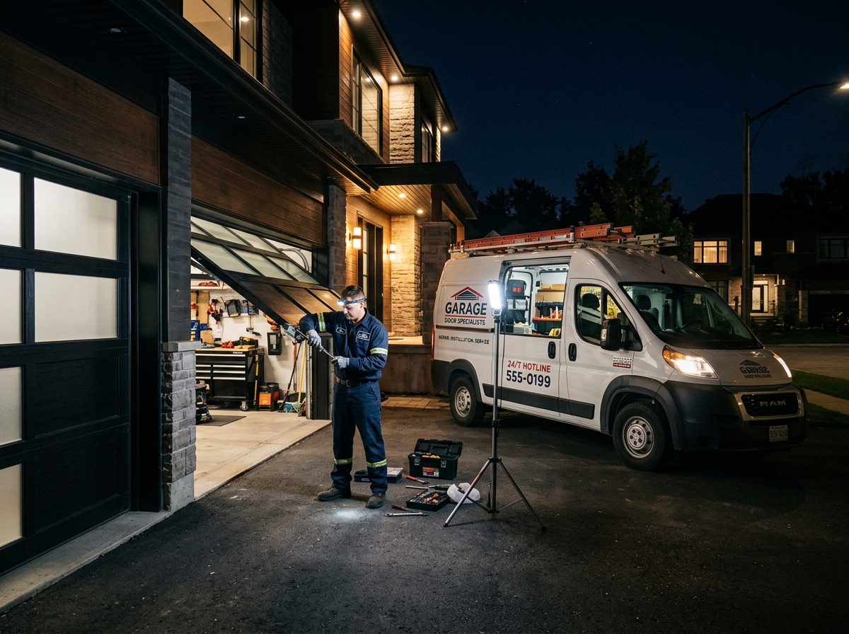 Emergency garage door repair service truck